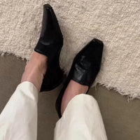 Retro Flat Loafers Women's Slip-on British Style Square Toe Single Shoes