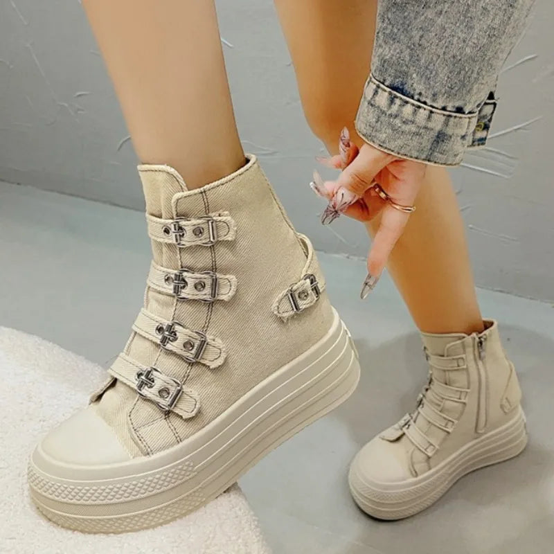 Shoes Women's Spring and Summer 2025 New Casual Versatile High-top Platform Heightened Small Board Shoes