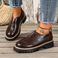 Retro British Style Women's Shoes Spring Autumn Thick Heel Single Shoes Comfortable Walking Shoes