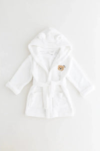 COZY Bear Hooded Dressing Gown Bear Ears - White