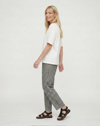 Kate Black Check Barrel Leg Trouser