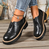 Retro British Style Women's Shoes Spring Autumn Thick Heel Single Shoes Comfortable Walking Shoes