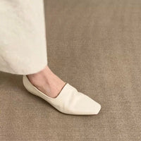 Retro Flat Loafers Women's Slip-on British Style Square Toe Single Shoes
