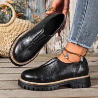 Retro British Style Women's Shoes Spring Autumn Thick Heel Single Shoes Comfortable Walking Shoes